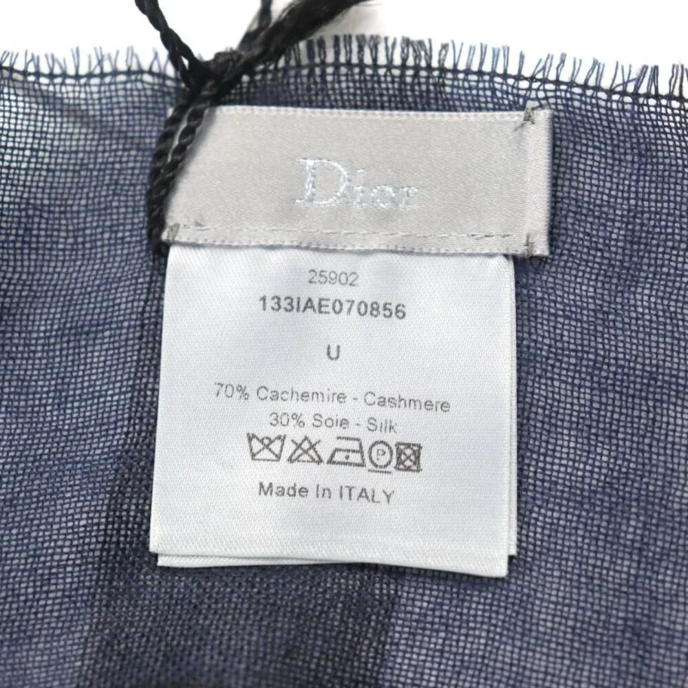 Dior Homme 133 Cashmere Silk Logo Embroidery Checked Scarf